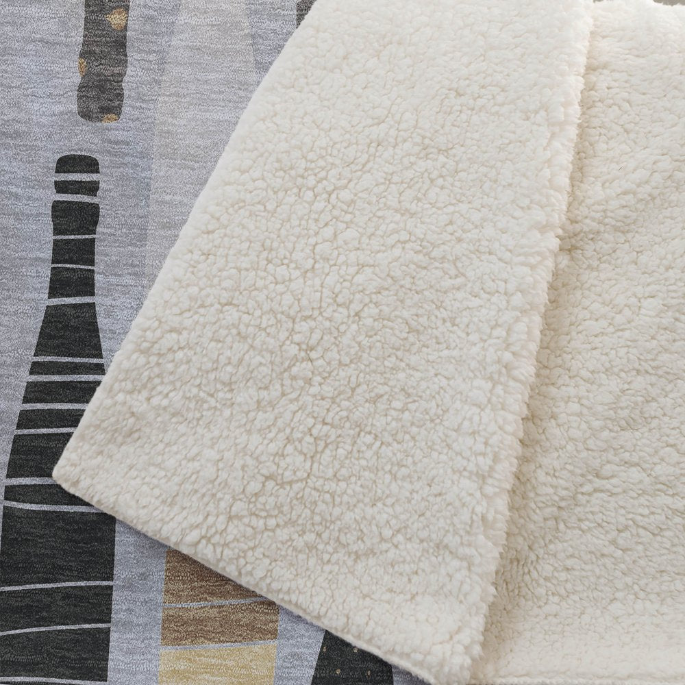 50" X 70" Gray Black And Gold Champagne Bottle Stripe Microfiber Plush Throw Blanket HomeRoots