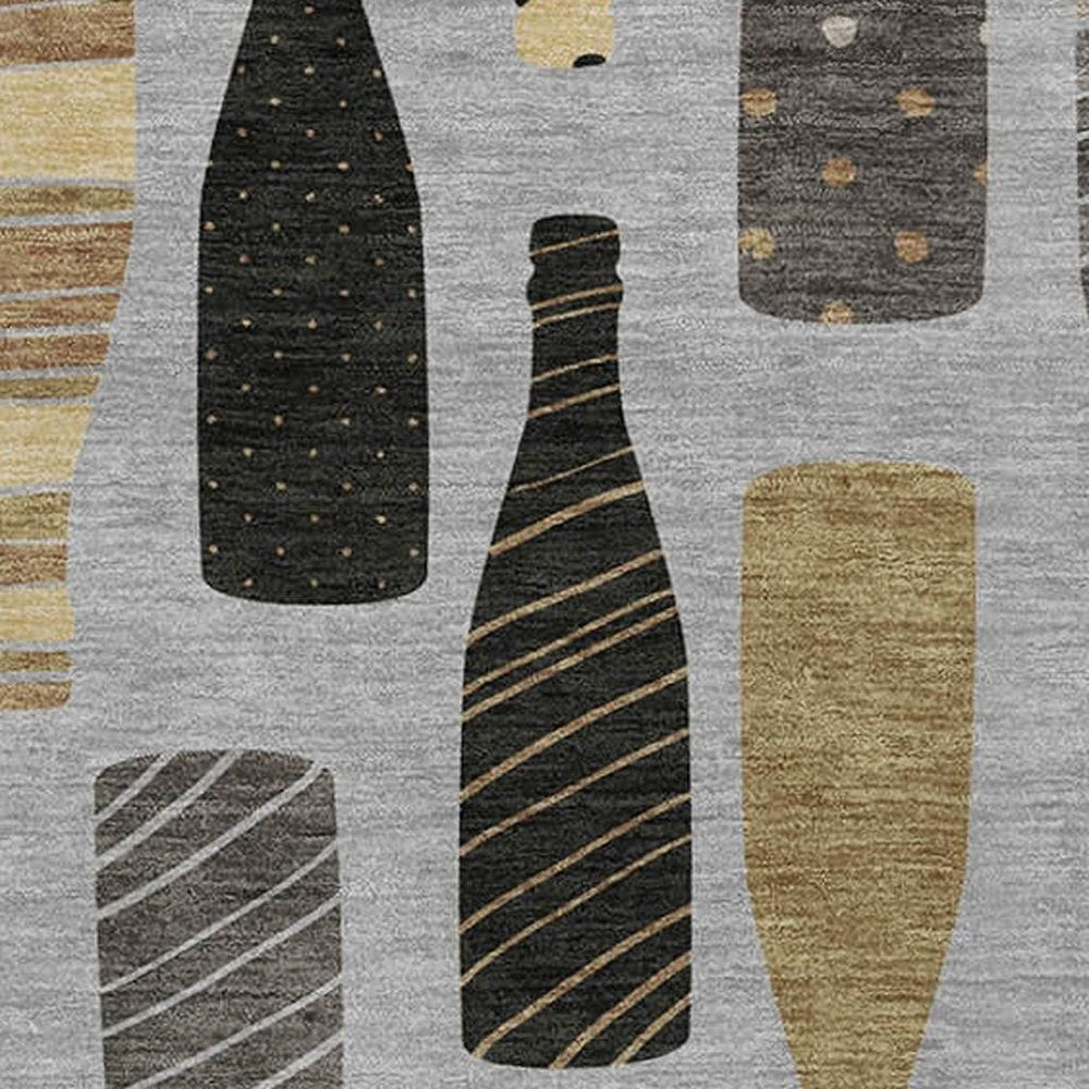 50" X 70" Gray Black And Gold Champagne Bottle Stripe Microfiber Plush Throw Blanket HomeRoots