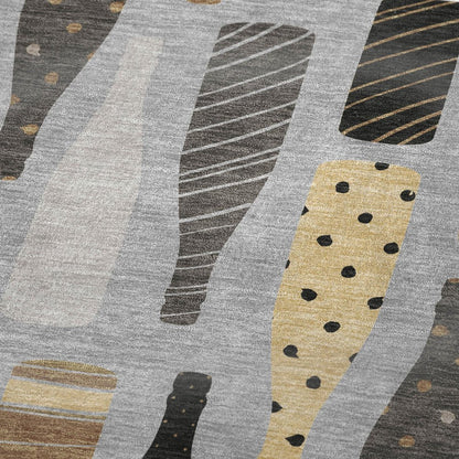 50" X 70" Gray Black And Gold Champagne Bottle Stripe Microfiber Plush Throw Blanket HomeRoots