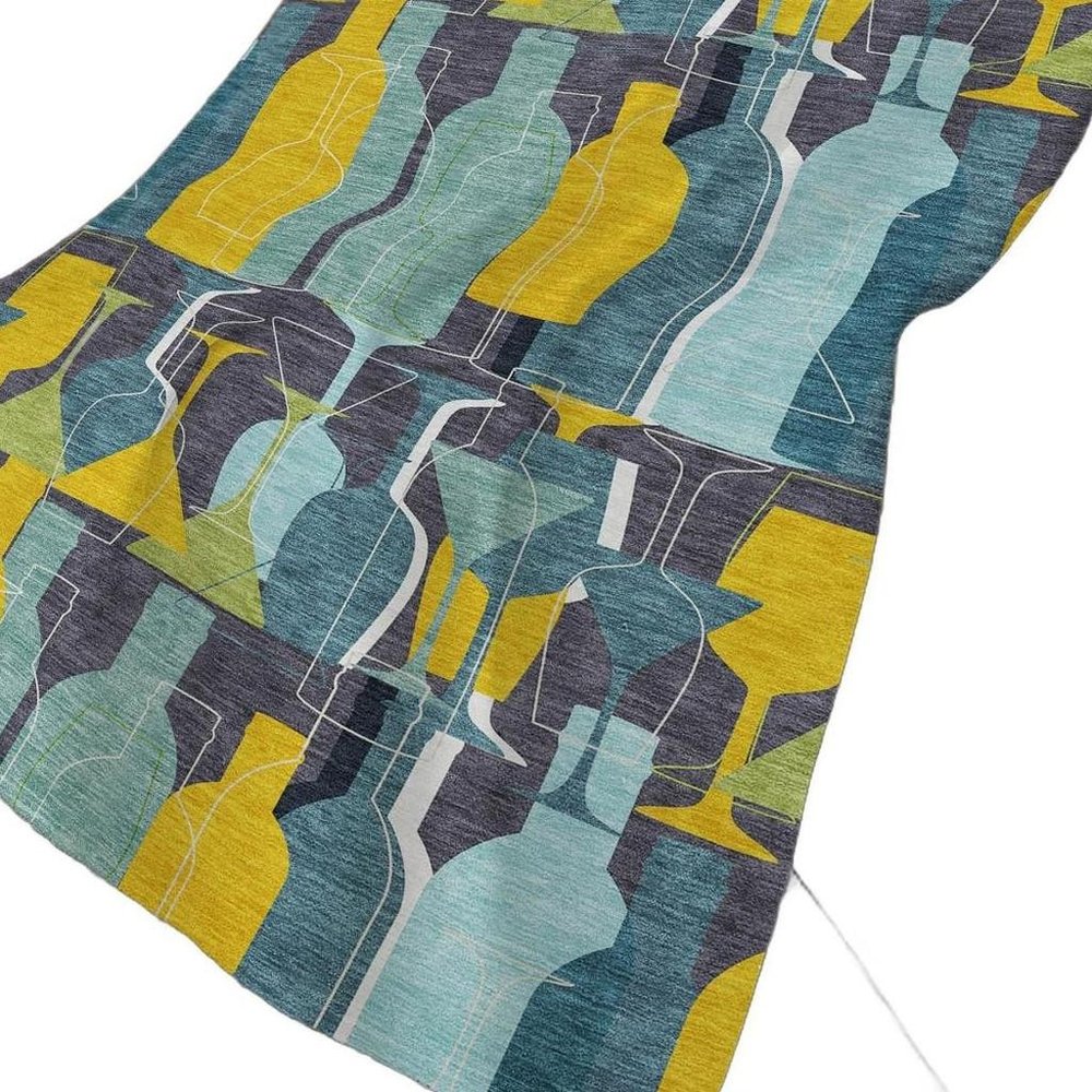 50" X 70" Blue Yellow And Green Geometric Polyester Woven Plush Throw Blanket HomeRoots