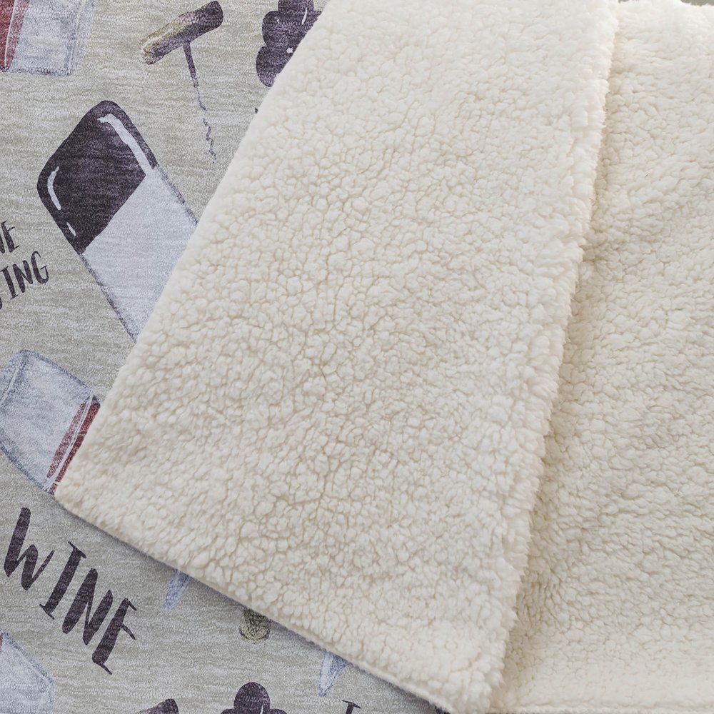 50" X 70" Ivory Purple And Green Wine Tasting Microfiber Plush Throw Blanket HomeRoots