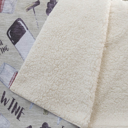 50" X 70" Ivory Purple And Green Wine Tasting Microfiber Plush Throw Blanket HomeRoots