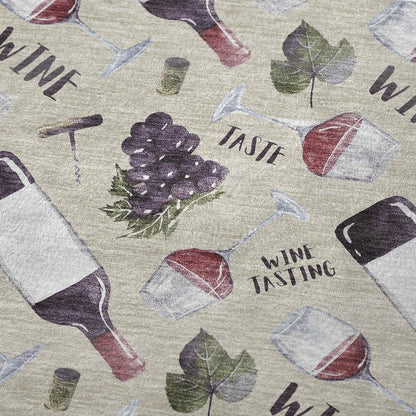 50" X 70" Ivory Purple And Green Wine Tasting Microfiber Plush Throw Blanket HomeRoots