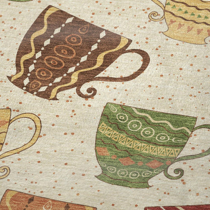 50" X 70" Ivory Orange And Green Teacups Microfiber Plush Throw Blanket HomeRoots