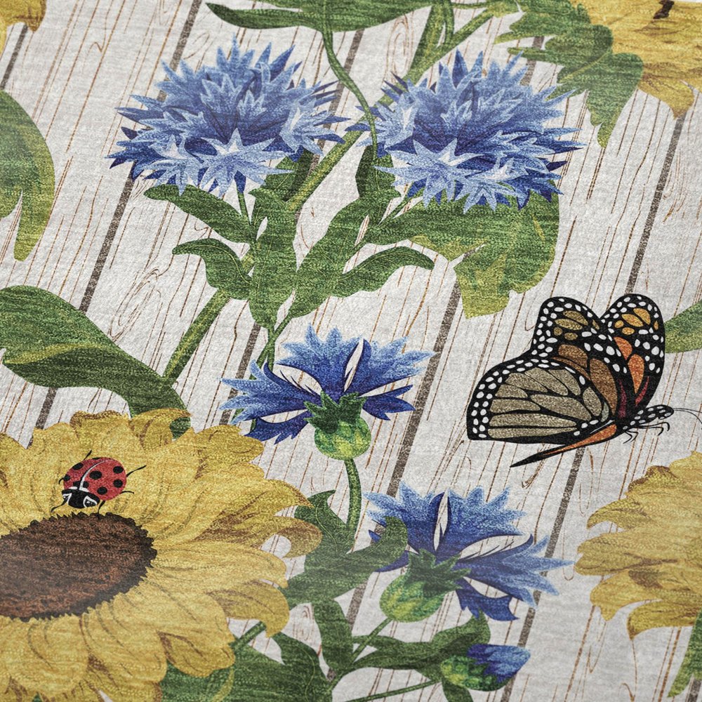 50" X 70" Ivory And Yellow Sunflower Floral Microfiber Plush Throw Blanket HomeRoots