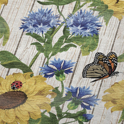 50" X 70" Ivory And Yellow Sunflower Floral Microfiber Plush Throw Blanket HomeRoots