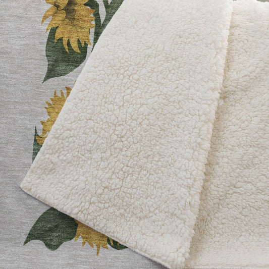 50" X 70" Beige And Yellow Sunflower Floral Microfiber Plush Throw Blanket HomeRoots