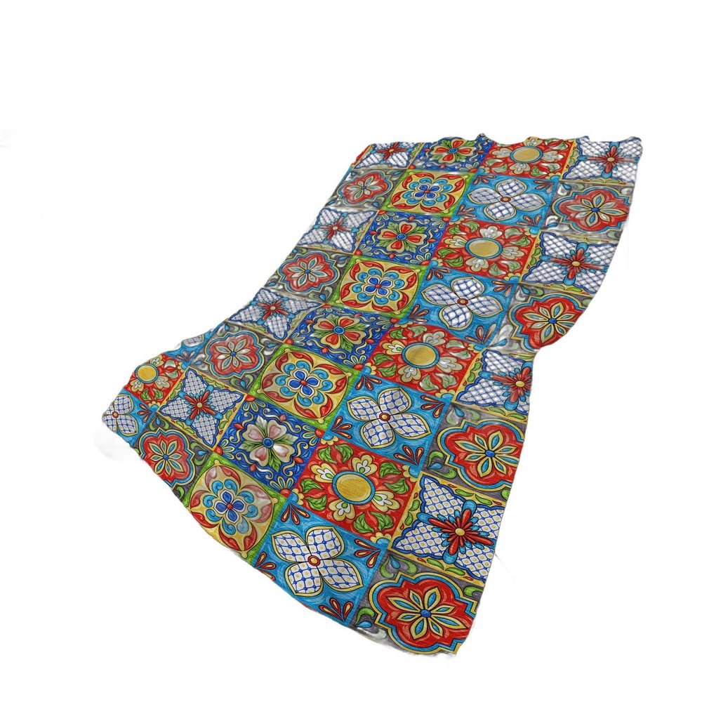 50" X 70" Blue Red And Yellow Floral Polyester Woven Plush Throw Blanket HomeRoots