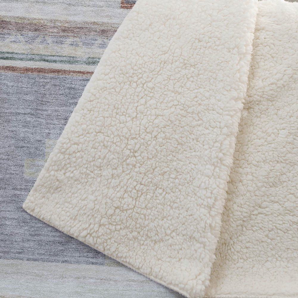 50" X 70" Gray Beige And Ivory Geometric Polyester Woven Plush Throw Blanket HomeRoots