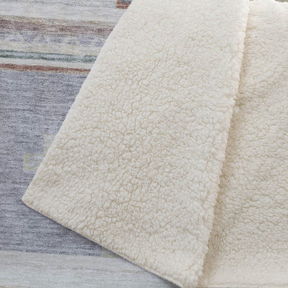50" X 70" Gray Beige And Ivory Geometric Polyester Woven Plush Throw Blanket HomeRoots