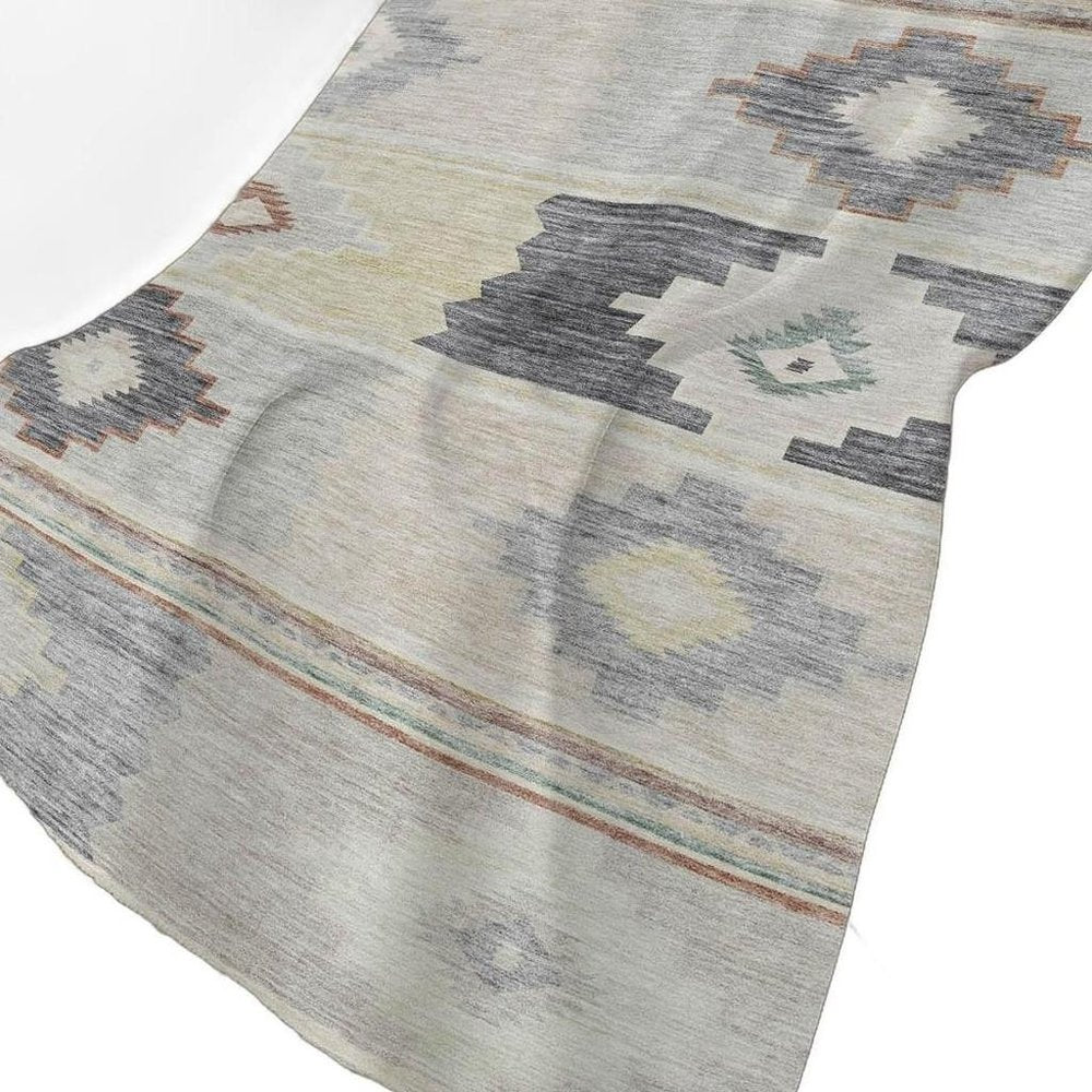 50" X 70" Gray Beige And Ivory Geometric Polyester Woven Plush Throw Blanket HomeRoots