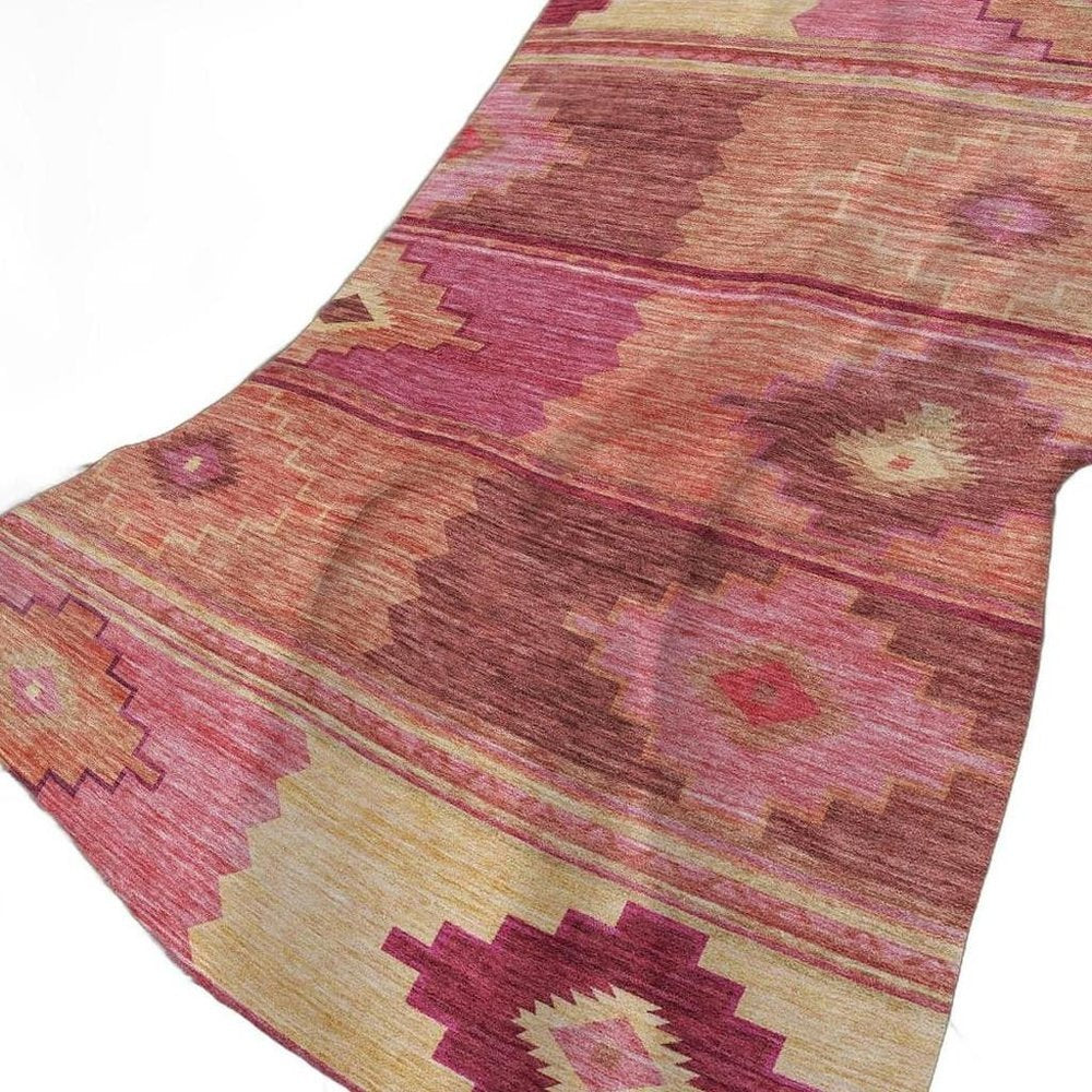 50" X 70" Pink Rust And Beige Geometric Polyester Woven Plush Throw Blanket HomeRoots