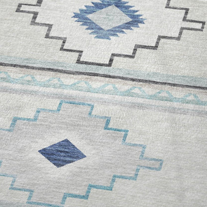 50" X 70" Blue And Ivory Geometric Polyester Woven Plush Throw Blanket HomeRoots