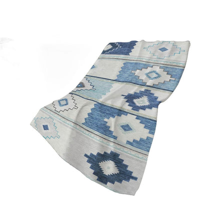 50" X 70" Blue And Ivory Geometric Polyester Woven Plush Throw Blanket HomeRoots