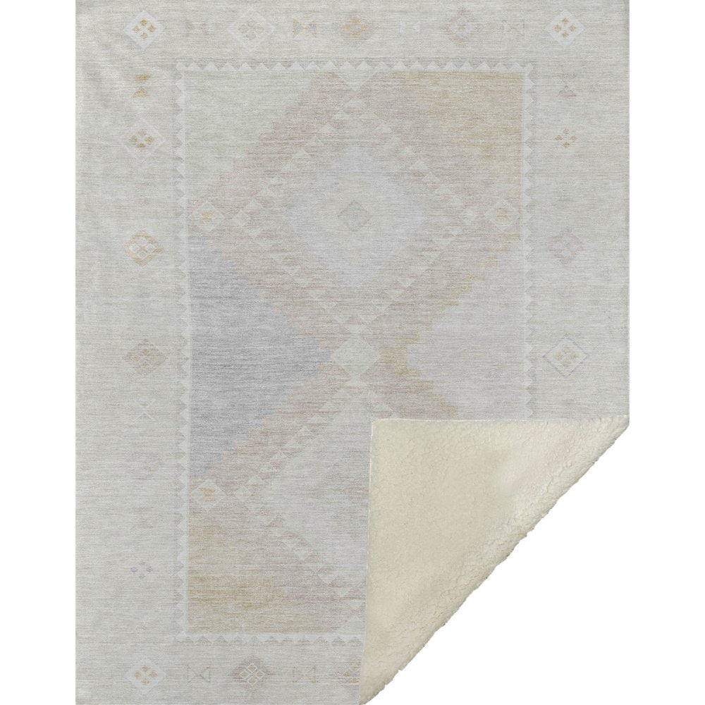 50" X 70" Gray And Ivory Microfiber Geometric Plush Throw Blanket HomeRoots