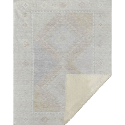 50" X 70" Gray And Ivory Microfiber Geometric Plush Throw Blanket HomeRoots
