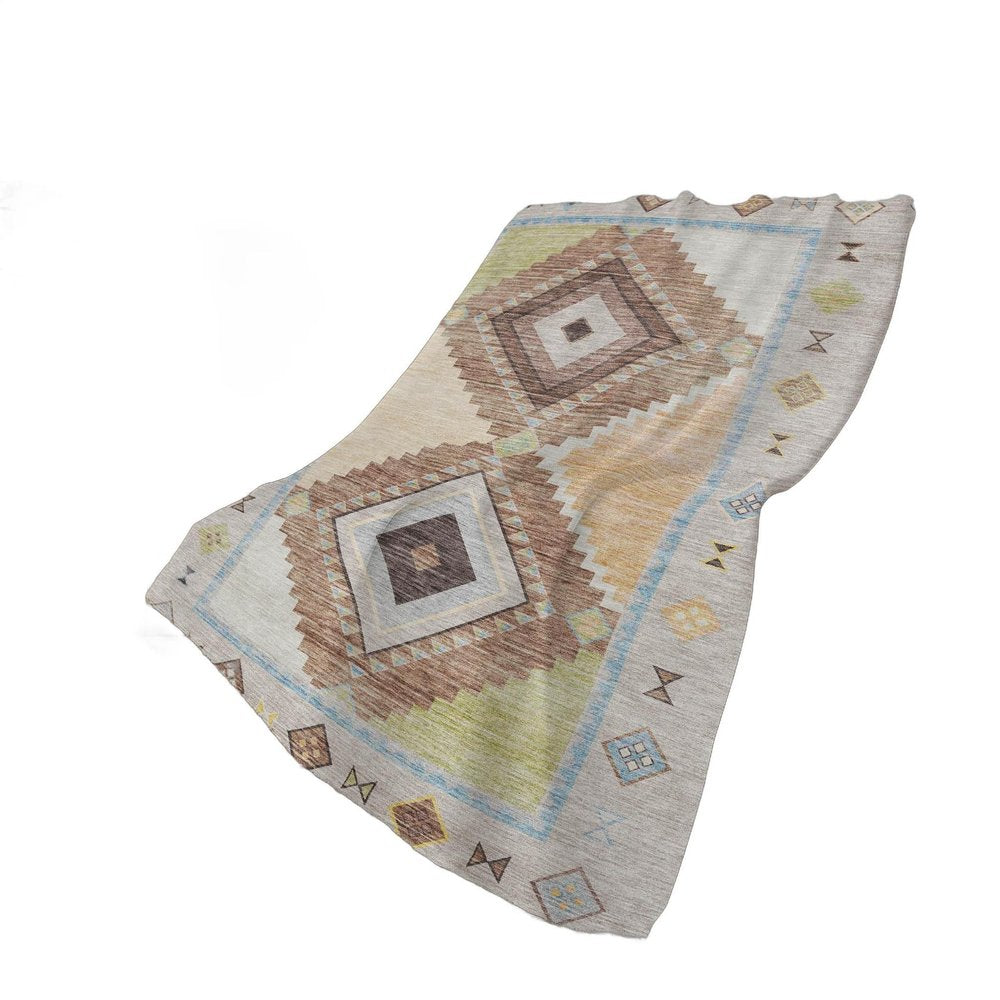 50" X 70" Taupe Beige And Brown Geometric Plush Throw Blanket HomeRoots