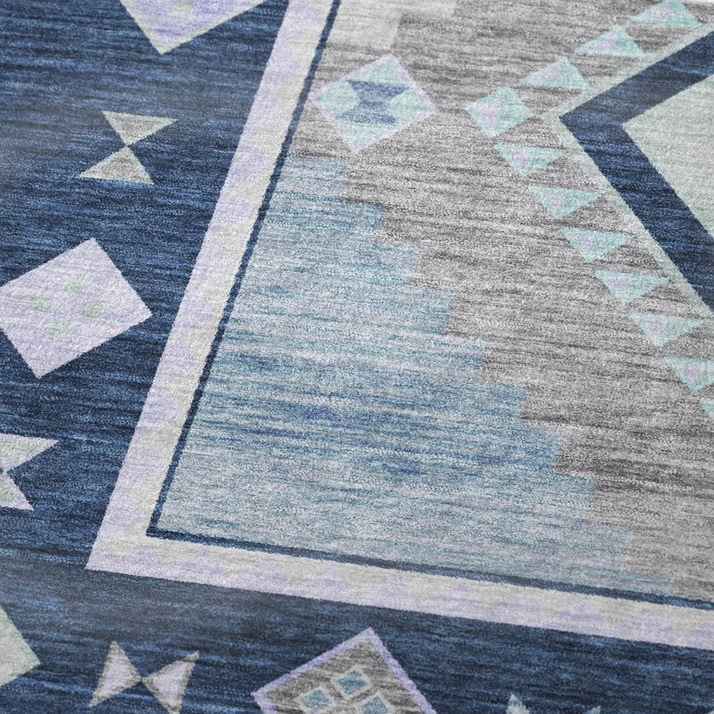 50" X 70" Blue And Ivory Geometric Polyester Woven Plush Throw Blanket HomeRoots
