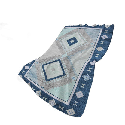 50" X 70" Blue And Ivory Geometric Polyester Woven Plush Throw Blanket HomeRoots