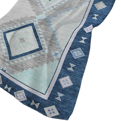 50" X 70" Blue And Ivory Geometric Polyester Woven Plush Throw Blanket HomeRoots