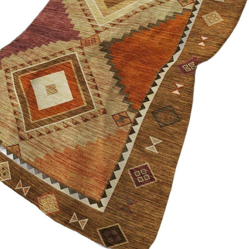50" X 70" Brown Walnut And Beige Geometric Polyester Woven Plush Throw Blanket HomeRoots