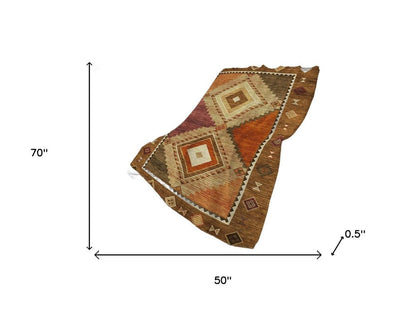50" X 70" Brown Walnut And Beige Geometric Polyester Woven Plush Throw Blanket HomeRoots