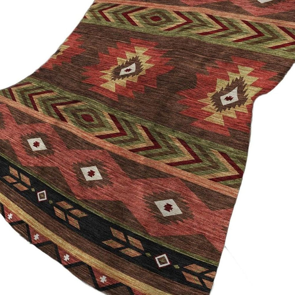 50" X 70" Brown Rust And Beige Geometric Polyester Woven Plush Throw Blanket HomeRoots