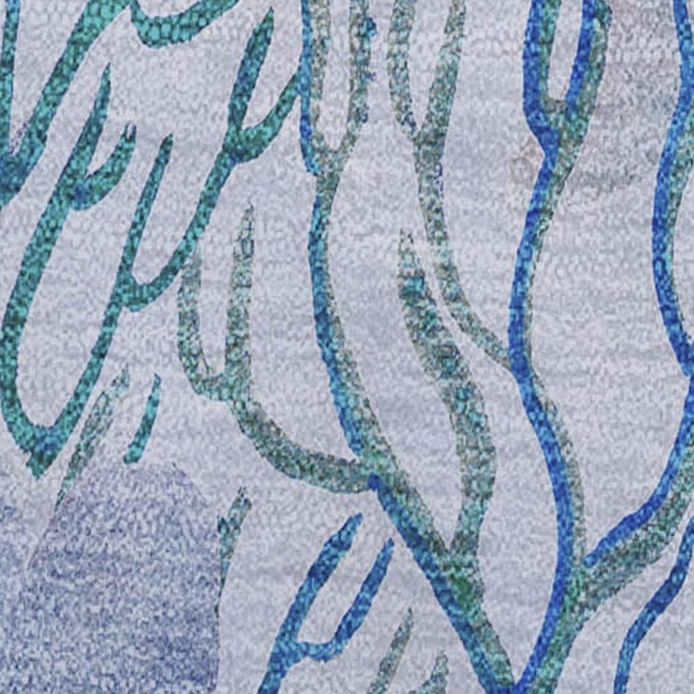 50" X 70" Aqua Ivory And Gray Floral Polyester Woven Plush Throw Blanket HomeRoots