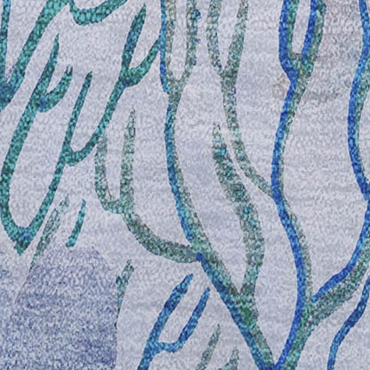 50" X 70" Aqua Ivory And Gray Floral Polyester Woven Plush Throw Blanket HomeRoots