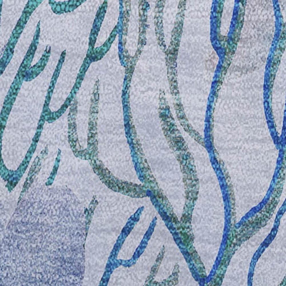 50" X 70" Aqua Ivory And Gray Floral Polyester Woven Plush Throw Blanket HomeRoots