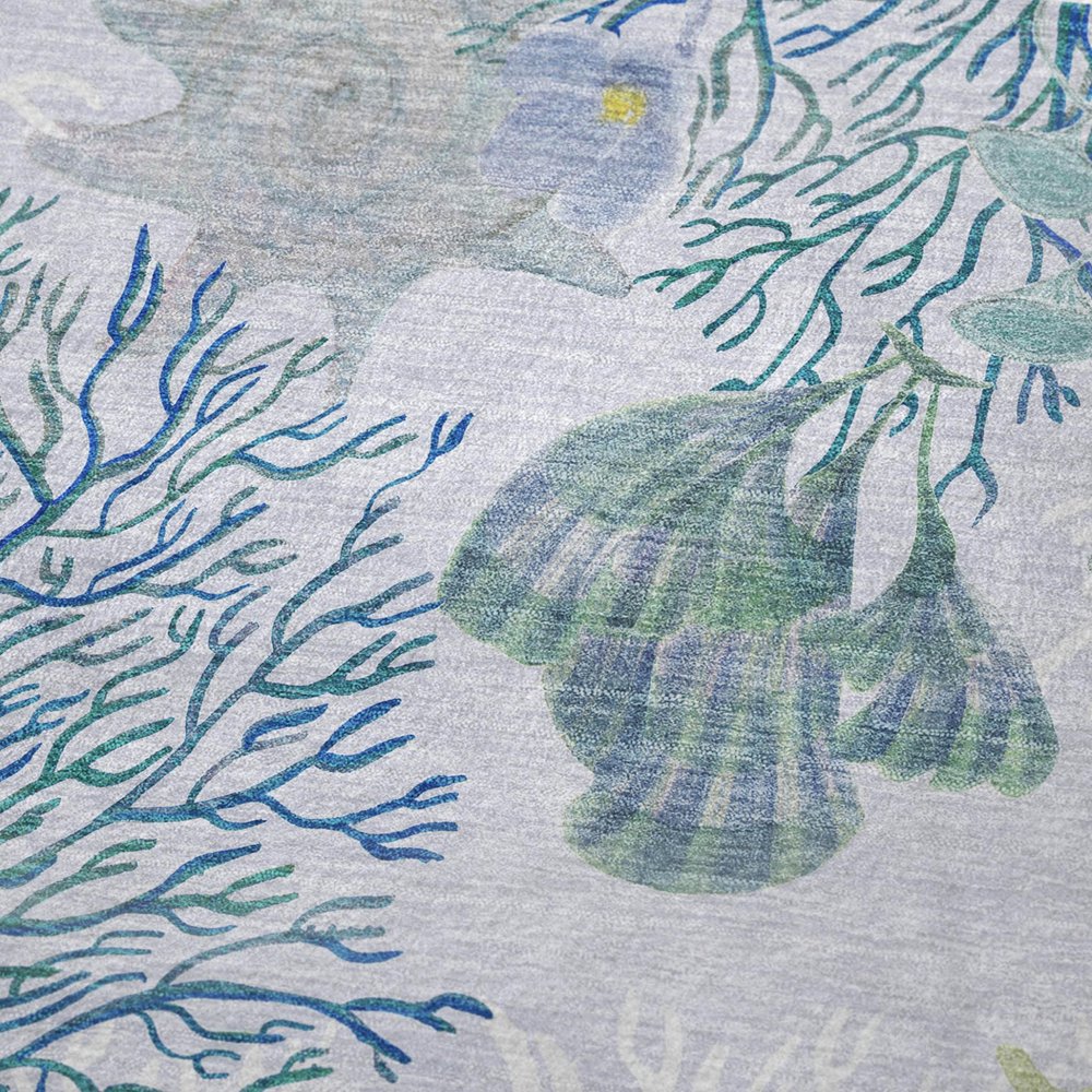 50" X 70" Aqua Ivory And Gray Floral Polyester Woven Plush Throw Blanket HomeRoots