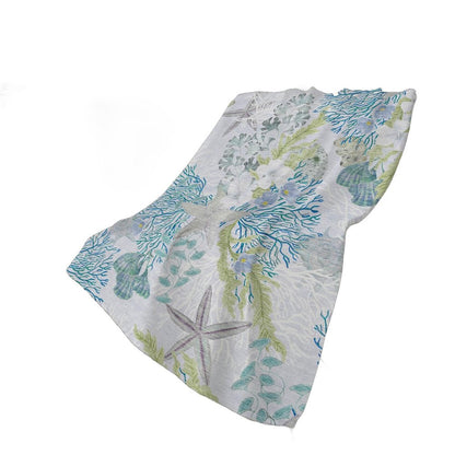 50" X 70" Aqua Ivory And Gray Floral Polyester Woven Plush Throw Blanket HomeRoots