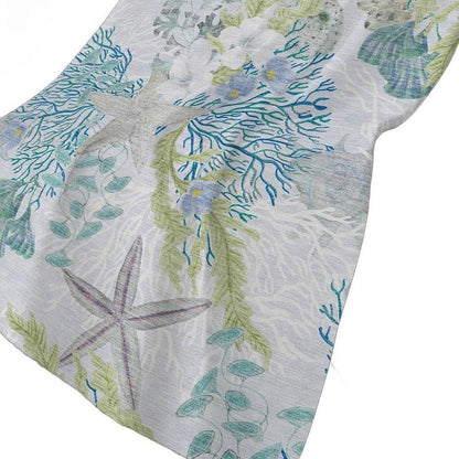 50" X 70" Aqua Ivory And Gray Floral Polyester Woven Plush Throw Blanket HomeRoots