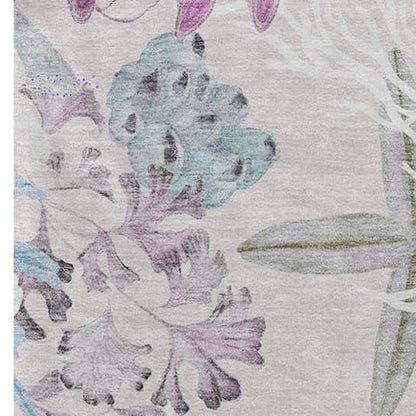 50" X 70" Raspberry Gray And Ivory Floral Polyester Woven Plush Throw Blanket HomeRoots