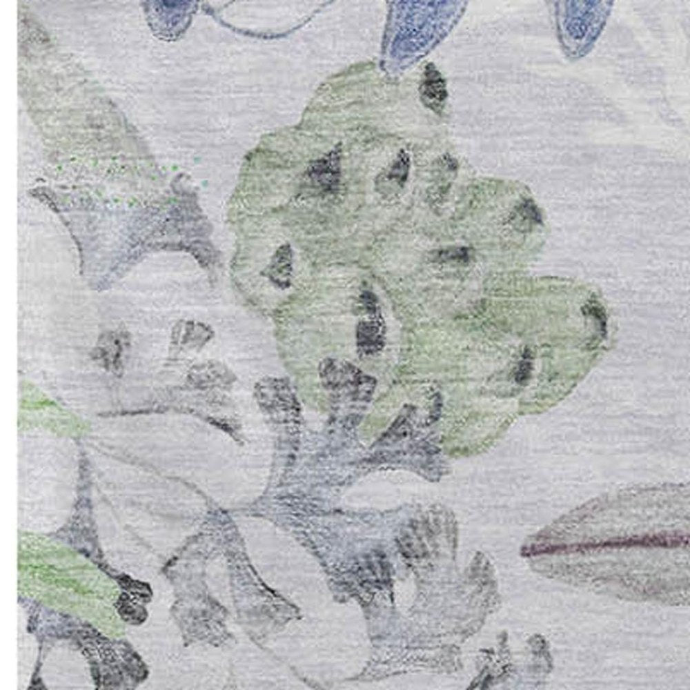 50" X 70" Blue Green And Gray Floral Polyester Woven Plush Throw Blanket HomeRoots