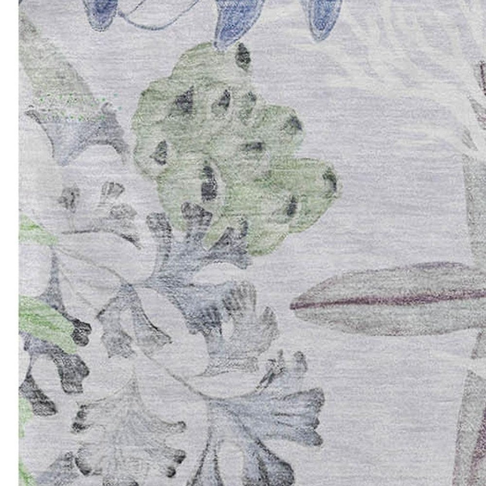50" X 70" Blue Green And Gray Floral Polyester Woven Plush Throw Blanket HomeRoots