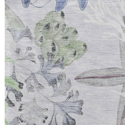 50" X 70" Blue Green And Gray Floral Polyester Woven Plush Throw Blanket HomeRoots