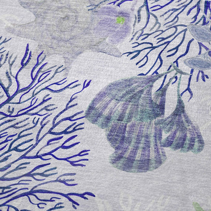 50" X 70" Blue Green And Gray Floral Polyester Woven Plush Throw Blanket HomeRoots