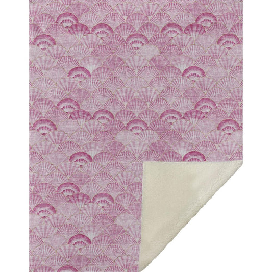 50" X 70" Pink And Ivory Microfiber Animal Print Plush Throw Blanket HomeRoots