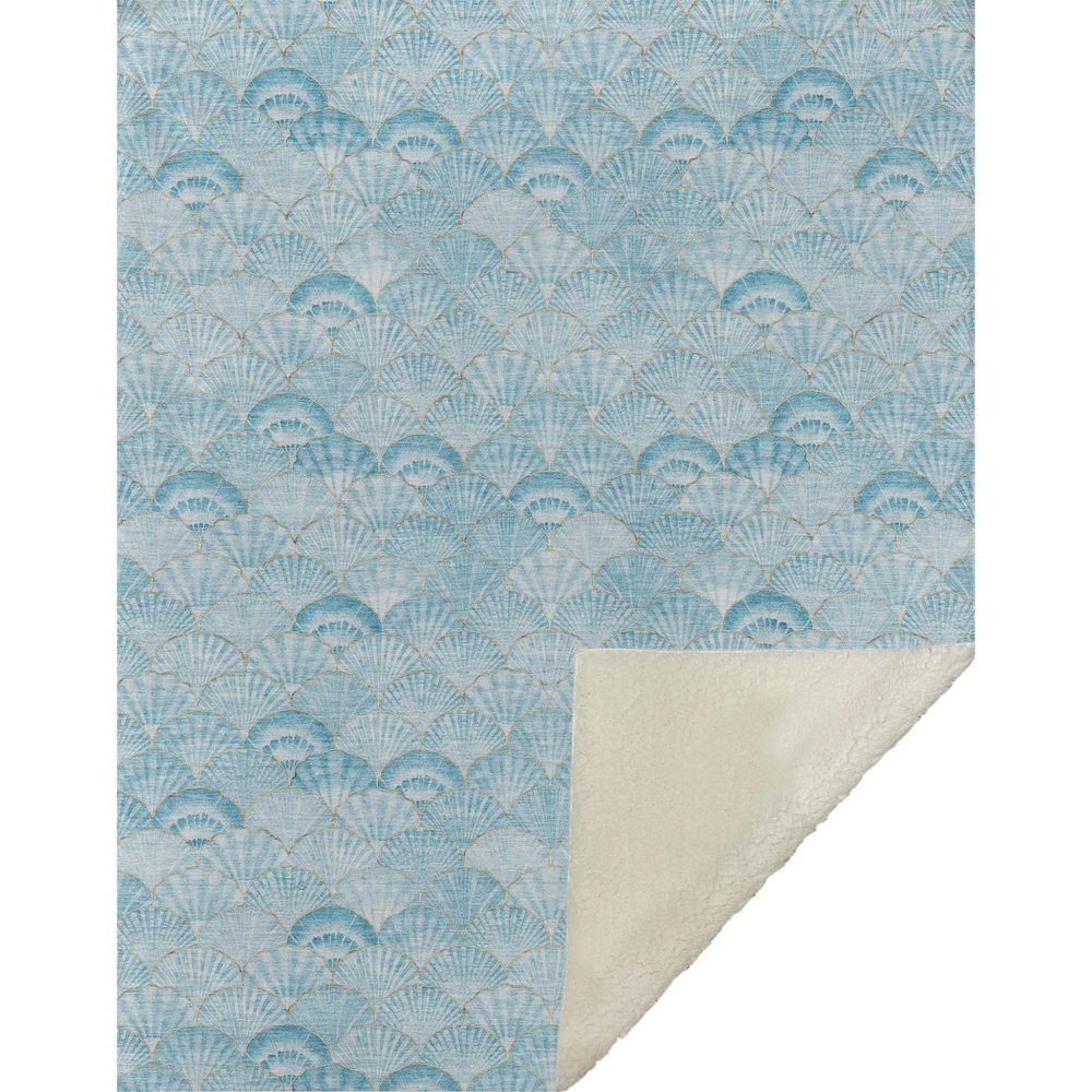 50" X 70" Aqua And Ivory Microfiber Animal Print Plush Throw Blanket HomeRoots