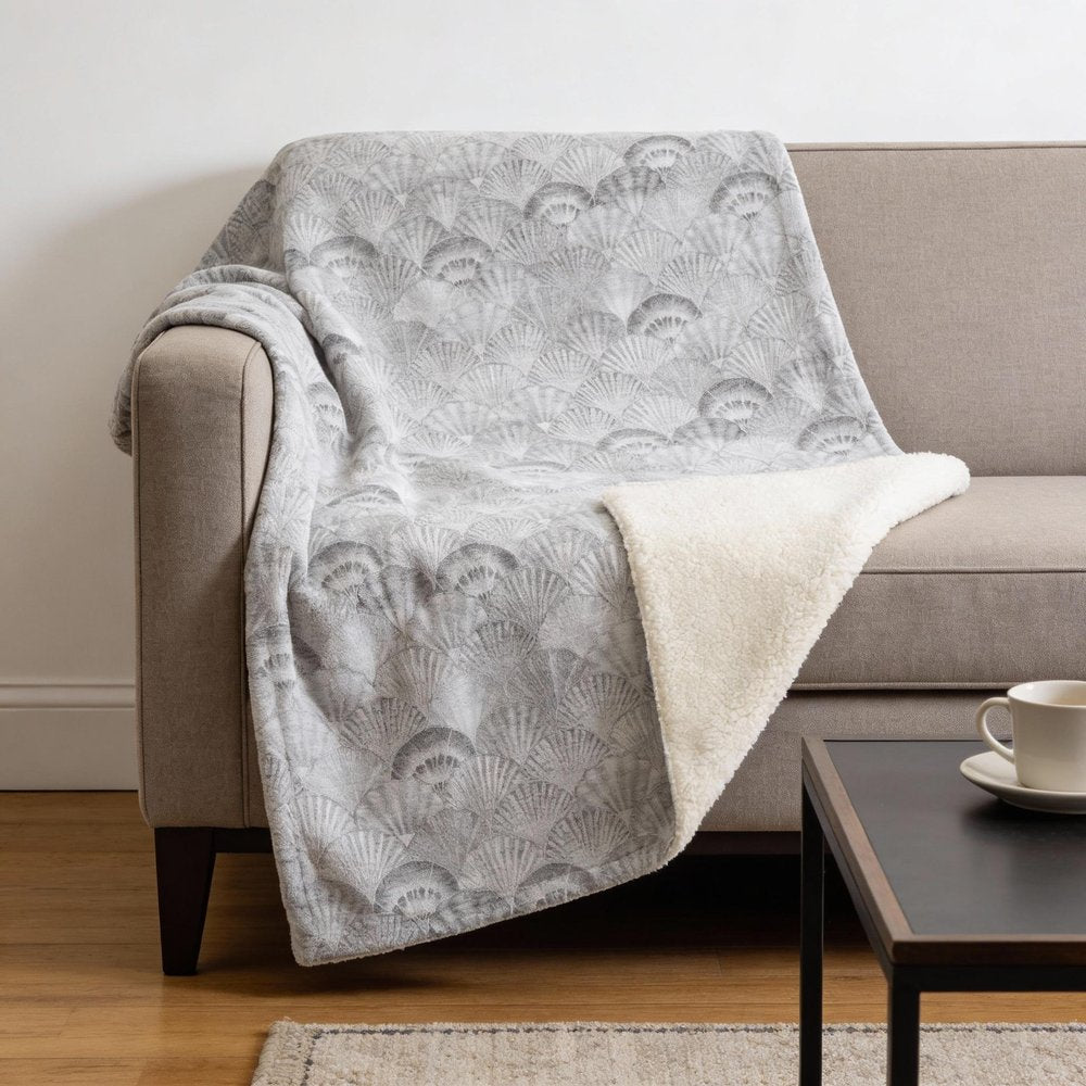 50" X 70" Gray And Ivory Microfiber Animal Print Plush Throw Blanket HomeRoots