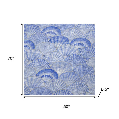 50" X 70" Blue And Ivory Animal Print Polyester Woven Plush Throw Blanket HomeRoots