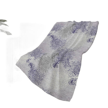 50" X 70" Purple Ivory And Gray Floral Plush Throw Blanket HomeRoots