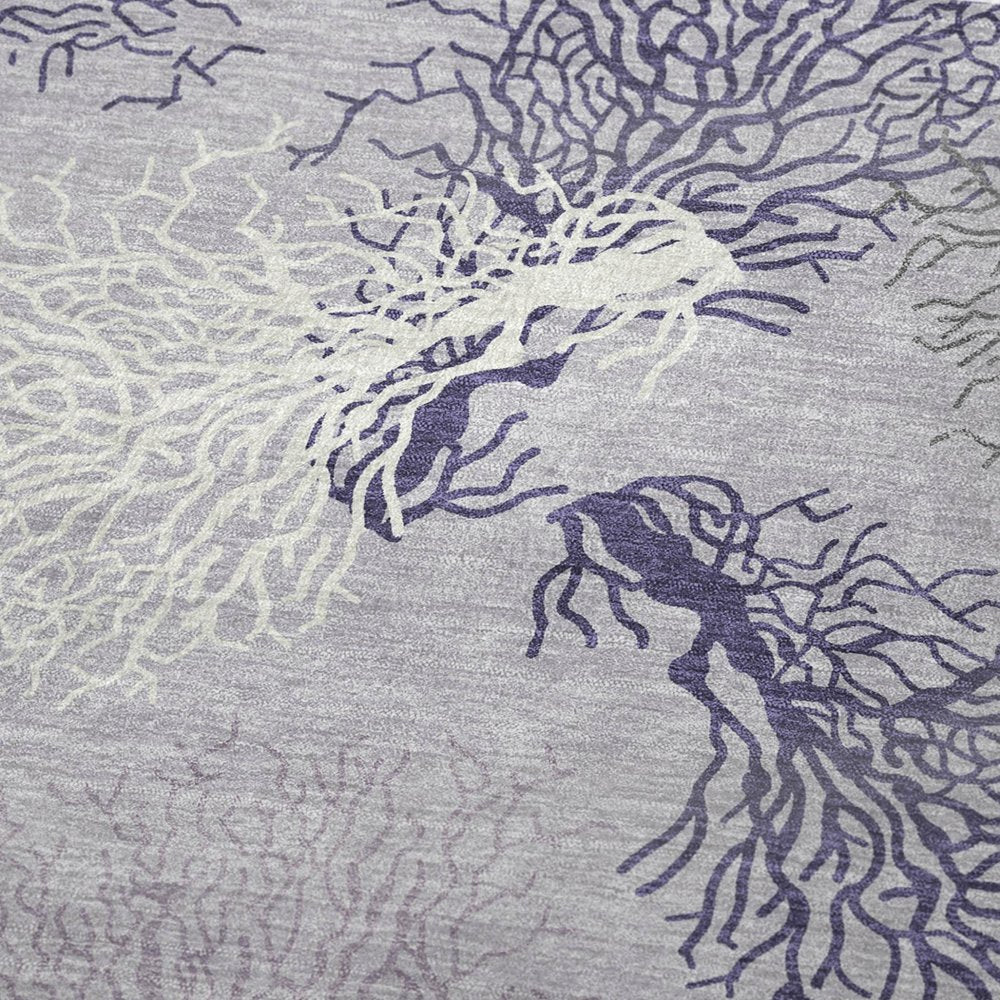 50" X 70" Purple Ivory And Gray Floral Plush Throw Blanket HomeRoots
