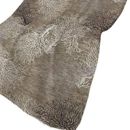 50" X 70" Latte Ivory And Beige Floral Plush Throw Blanket HomeRoots