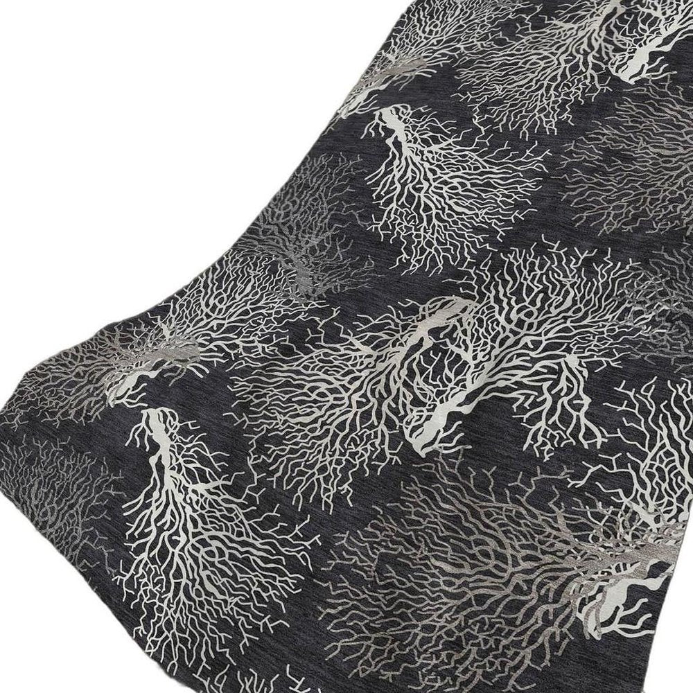 50" X 70" Midnight Ivory And Gray Floral Plush Throw Blanket HomeRoots