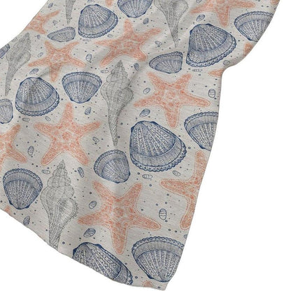 50" X 70" Peach Ivory And Blue Animal Print Polyester Woven Plush Throw Blanket HomeRoots