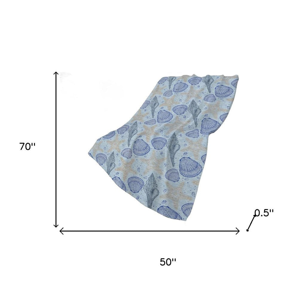 50" X 70" Blue Ivory And Beige Animal Print Polyester Woven Plush Throw Blanket HomeRoots