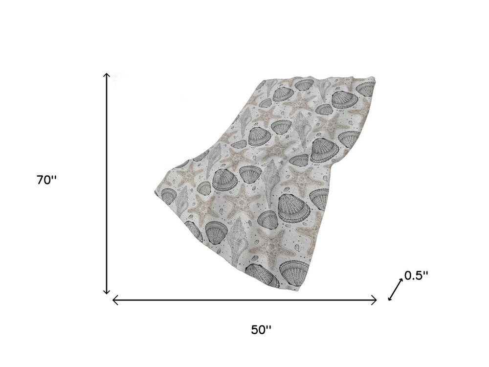 50" X 70" Gray Beige And Ivory Animal Print Polyester Woven Plush Throw Blanket HomeRoots
