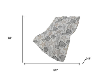 50" X 70" Gray Beige And Ivory Animal Print Polyester Woven Plush Throw Blanket HomeRoots